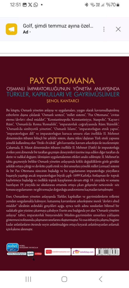 Şenol Kantarcı (@senolkantarci) on Twitter photo Yeni kitabım yayında...
Osmanlı yönetim anlayışında "Türk" algısının incelendiği
çalışma, bugüne kadar anlatılanların ötesinde neyin anlatılmadığını ortaya koyarak anlatılmayanları anlamak için kaleme alınmıştır.
<a href="/nobelyayin/">Nobel Akademik Yayıncılık</a>
<a href="/ArsivSaka/">Arşiv Saka</a>
<a href="/cengizozakinci/">Cengiz Özakıncı</a>
<a href="/Saka_larr/">Sakalar İskitler(Gizlenen Eski Anadolu Halkı)</a>
<a href="/tsumut71/">Ümit Doğan</a> Yeni kitabım yayında...
Osmanlı yönetim anlayışında "Türk" algısının incelendiği
çalışma, bugüne kadar anlatılanların ötesinde neyin anlatılmadığını ortaya koyarak anlatılmayanları anlamak için kaleme alınmıştır.
<a href="/nobelyayin/">Nobel Akademik Yayıncılık</a>
<a href="/ArsivSaka/">Arşiv Saka</a>
<a href="/cengizozakinci/">Cengiz Özakıncı</a>
<a href="/Saka_larr/">Sakalar İskitler(Gizlenen Eski Anadolu Halkı)</a>
<a href="/tsumut71/">Ümit Doğan</a>