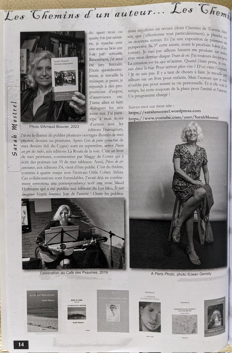 sarahmostrel's tweet photo. Merci beaucoup à la revue Chemins de Traverse pour m'avoir mise à l'honneur dans son numéro 66 de juin 2025 en me consacrant 12 pages en ouverture sur mon parcours, du début à aujourd'hui, sous forme d'interview. Questions posées par l'écrivain Anne de Commines. https://t.co/FJzqgAfL5g