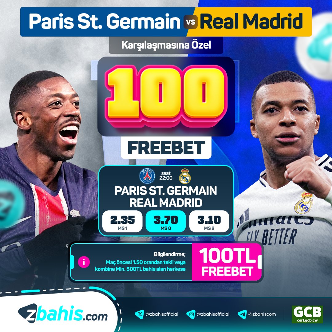 ⭐ DEV MAÇLARA ÖZEL FIRSAT: 100₺ FREEBET!    

📝 Minimum Oran 1.50 olmalıdır.

💲 Minimum 500 ₺ ve Üzeri  Bahis almanız  gerekmektedir.  

⚽️  Maç Öncesi Bahisleri Geçerlidir  

⚽️ Tekli ya da Kombine  Bahisleri Geçerlidir

⭐ cutt.ly/lelw9pWc