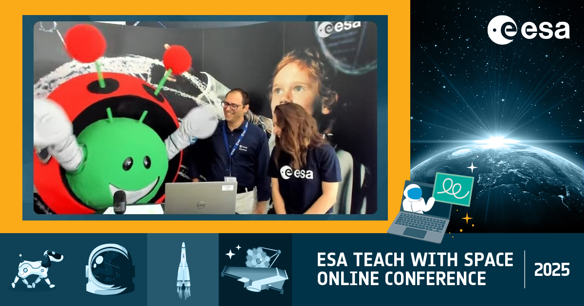👋 Hello friends! 👽 It’s me, Paxi, and guess what? The ESA Teach with Space Online Conference has started! 🎉👩‍🏫

Teachers from all over Europe and Canada are zooming in to learn how to bring space into their classrooms! 🚀

🌍🛰️ Today, we are taking a closer look at our