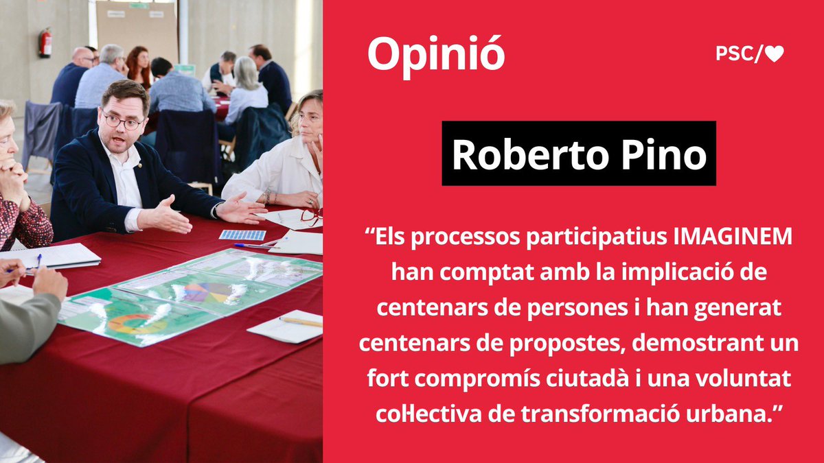'Imaginem per avançar'

Us convidem a llegir l'article d'opinió del Regidor de Participació <a href="/robertopino_/">Roberto Pino</a> .

👉🏻 Enllaç: socialistes.cat/actualitat/ima…