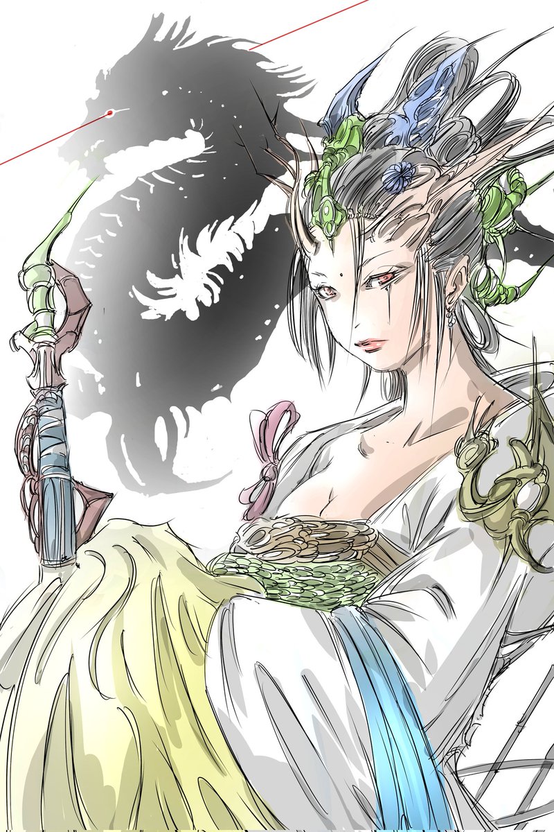 Merbolmark's tweet image. 「竜女(りゅうにょ)」
たまたま歴史の雑誌で見かけたので、FF風に描いてみました🎨
#イラスト
#デジタルイラスト
#昔の偉人を可愛くアレンジする
#竜女
#絵描きさんフォロバ100