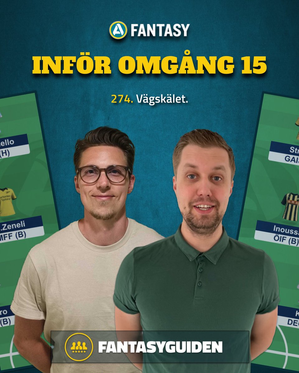 🎧 Nytt poddavsnitt!

💬 Finns det ett case för att redan nu spela andra frikortet? Hur hanterar man blankomgång 18 och omgångarna runt omkring, och vem är egentligen bästa ersättaren till Nicklas Røjkjær? Många frågor inför omgång 15 som Kenny och Mattias försöker bena ut.

👉