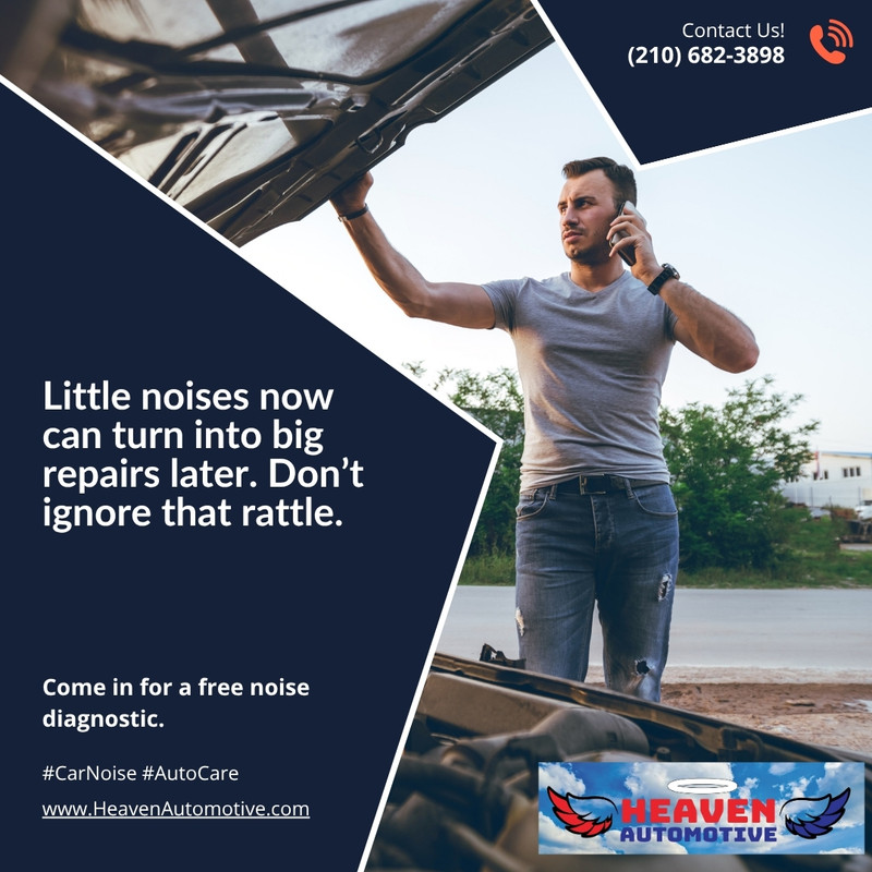 HeavenAutomotiv's tweet image. Little noises now can turn into big repairs later. Don?t ignore that rattle. Come in for a free noise diagnostic. #CarNoise #AutoCare rfr.bz/t86abf3