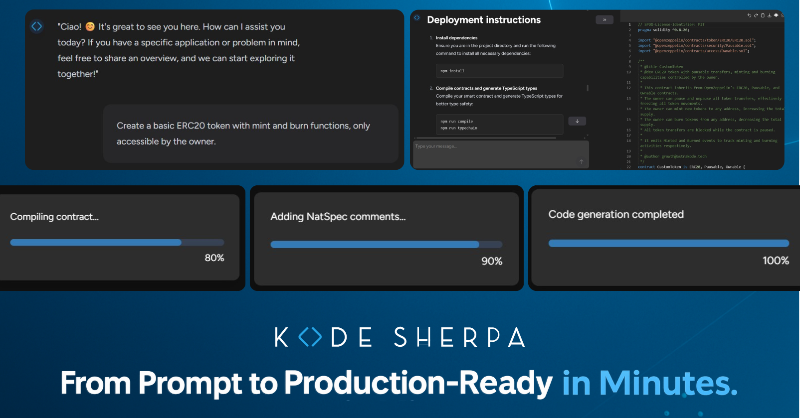 AstraKode's tweet photo. Starting every smart contract from scratch? Vague specs and missing tests slow everything down.

Kode Sherpa gives you structure from the start: functional requirements, unit tests, and high-quality code—all from a single prompt.

Build with clarity → https://t.co/V5cirV48W6