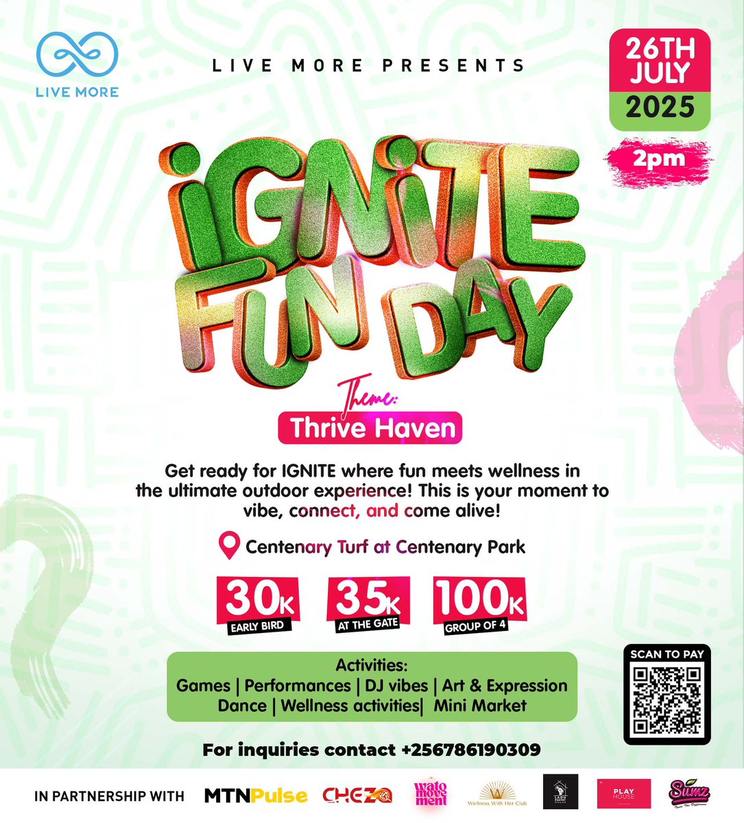 AndyKay003's tweet photo. Mental health meets music, movement, and fun! Donโt miss #IgniteFunDay on July 26th Letโs gooo
#ThriveHaven #LiveMoreUG #WellnessWithVibes
Grab your ticket now,get ready for the most vibrant day of the month @LIVEMORE_UG https://t.co/BuVtU4dpAj