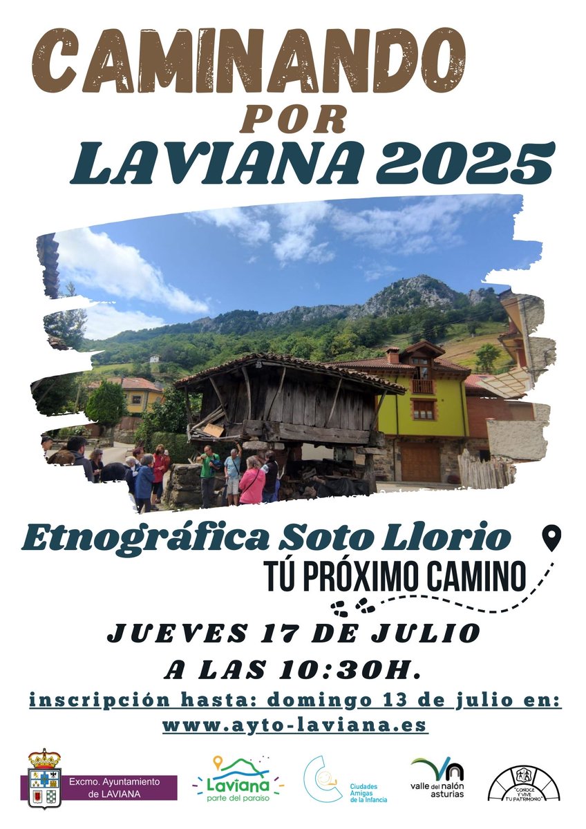 cdtllaviana's tweet photo. 🚶‍♀️🚶Caminando por Laviana".🚶🚶‍♀️
Ruta etnográfica Soto Llorio
🗓️jueves 17 de julio
⏱️10:30 h
📌Plazas  limitadas  
📌se adjudicarán por orden de preinscripción.

✅Ruta guiada y gratuita

Toda la info ⬇️
https://t.co/TW2T2SRoKX https://t.co/2TIN3ov1hD