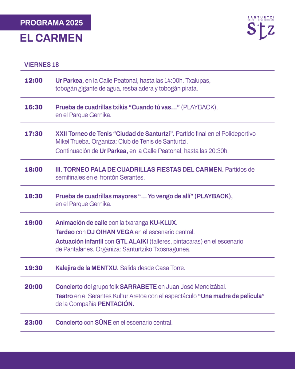 (Eusk) 📌 GAURKO EGITARAUA. Irristatu irudiak gaurko ekitaldien programazioa jakiteko. Santurtzi jaietan!⁣
----------
(Cast) 📌 PROGRAMA DEL DÍA. Desliza las imágenes para ver la programación de actos de hoy en nuestro pueblo. ¡Santurtzi en fiestas!⁣