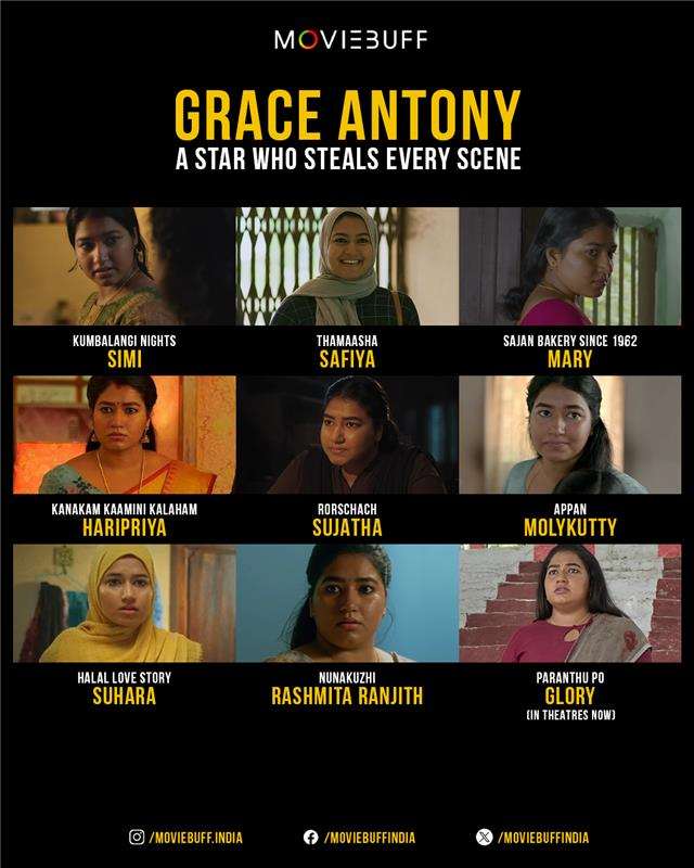moviebuffindia's tweet photo. Versatile. GRACEful. Unforgettable🎭💥

#GraceAntony #KumbalangiNights #KumbalangiNights #Rorschach #Appan #ParanthuPo #Nunakuzhi #MalayalamCinema #IndianCinema https://t.co/ttAI3WAnaw