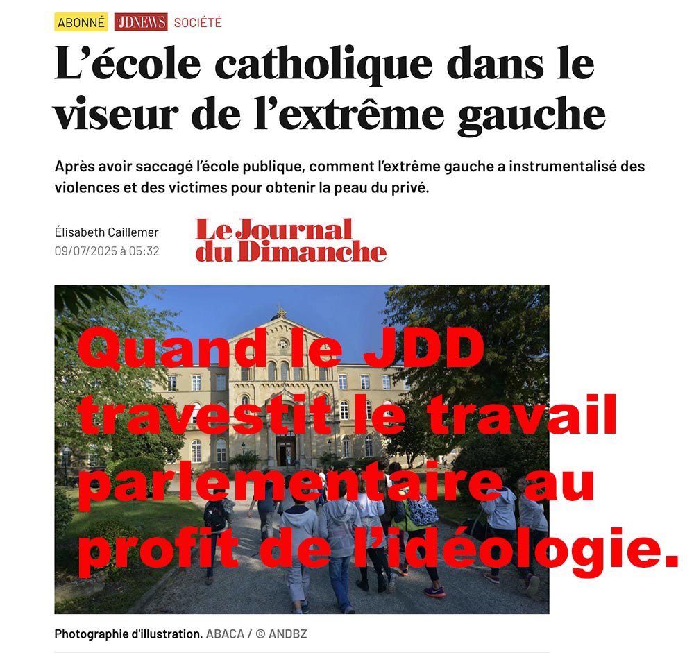 #FakeNews #JDD : Ce qui transparaît de cet article, c’est une volonté de décrédibiliser un rapport qui dérange, en l’enfermant dans un récit partisan et caricatural. Mais les faits sont là. Des milliers d’enfants ont été victimes de violences dans notre système scolaire. Ils
