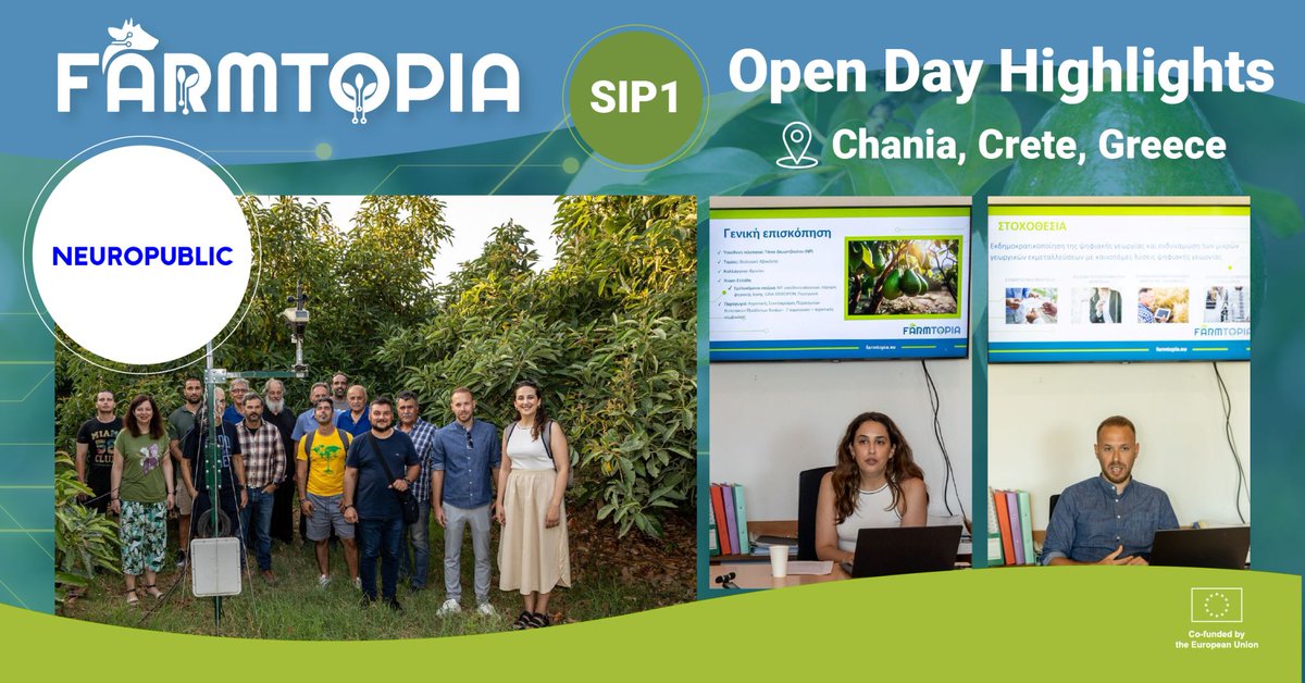 Farmtopia (@farmtopia_eu) on Twitter photo n June, <a href="/NEUROPUBLIC/">NEUROPUBLIC</a> & BIOCOOP brought #Farmtopia to life at the SIP1 Open Day 🥑.
They shared project progress, presented the first piloting results, and explored the future of organic avocado farming.
farmtopia.eu/sip-1/
#HorizonEurope n June, <a href="/NEUROPUBLIC/">NEUROPUBLIC</a> & BIOCOOP brought #Farmtopia to life at the SIP1 Open Day 🥑.
They shared project progress, presented the first piloting results, and explored the future of organic avocado farming.
farmtopia.eu/sip-1/
#HorizonEurope