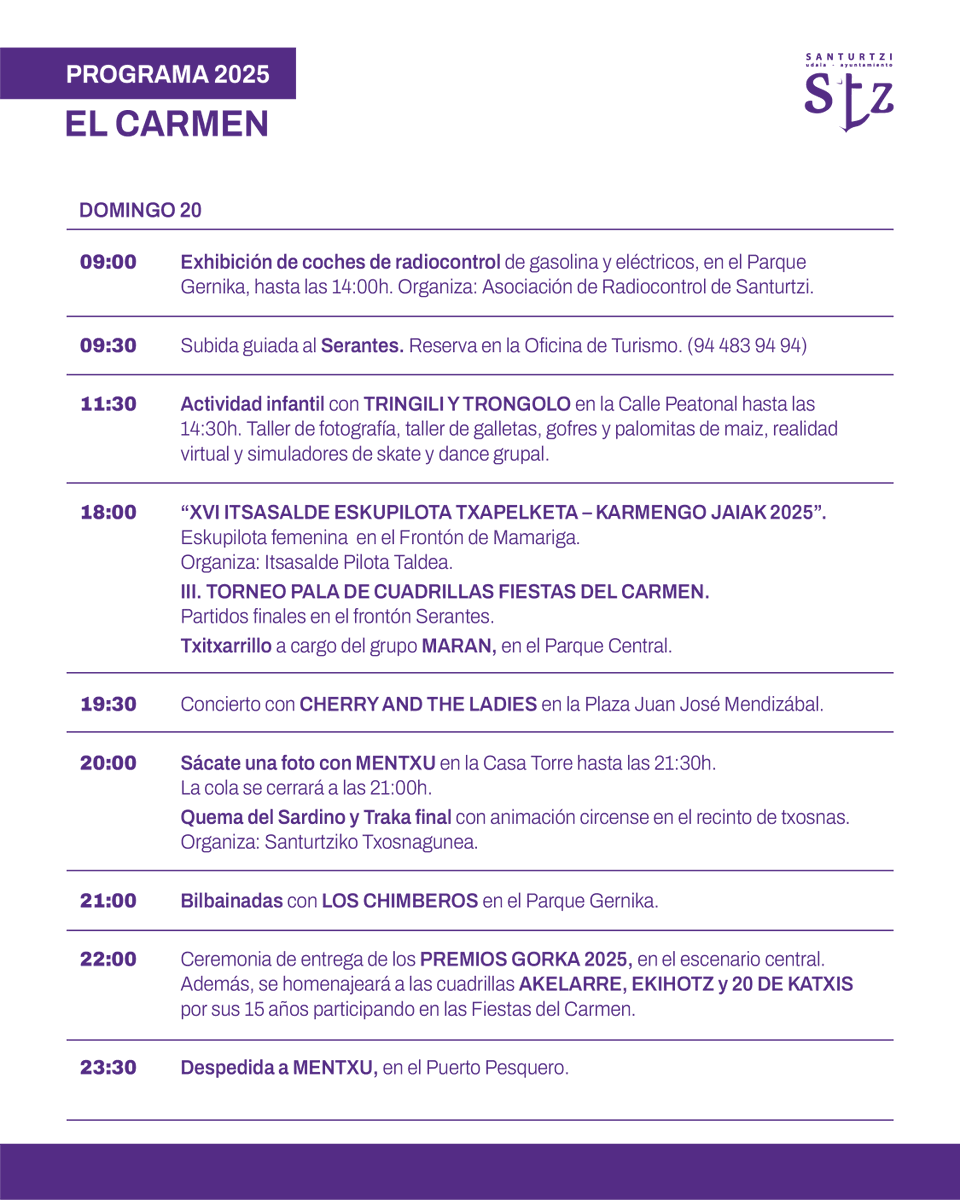 (Eusk) 📌 GAURKO EGITARAUA. Irristatu irudiak gaurko ekitaldien programazioa jakiteko. Santurtzi jaietan!⁣
----------
(Cast) 📌 PROGRAMA DEL DÍA. Desliza las imágenes para ver la programación de actos de hoy en nuestro pueblo. ¡Santurtzi en fiestas!⁣