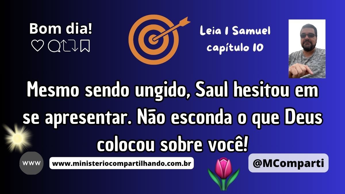 MComparti's tweet photo. Bom dia!
Medite na Palavra de Deus - Leia 1 Samuel 10
Mesmo sendo ungido, Saul hesitou em se apresentar. Não esconda o que Deus colocou sobre você!
Graça, Paz e Alegria!
#chamado #ousadia #agir #1Samuel #PalavraDeDeus #DeuséFiel #MinisterioCompartilhando #Bíblia #BomDia https://t.co/pNVJuspjoT