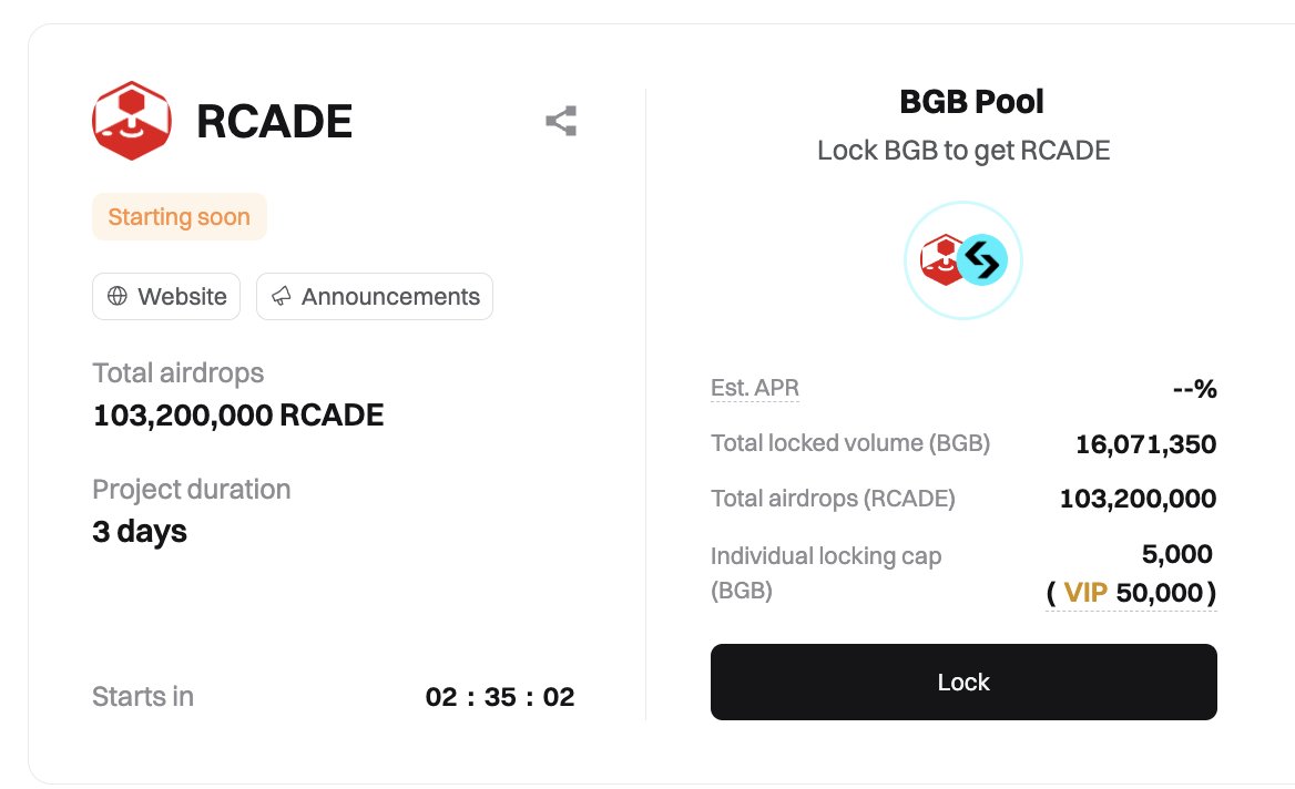Demosthenes Cleanthous (@dcle76) on Twitter photo 🚨 NEW LISTING: $RCADE is HERE! 🚀
🎮 Powering next-gen blockchain gaming by <a href="/RevolvingGames/">The RevolvingGames</a> , now trading on Bitget!
📌 Trading Starts: July 9, 13:00 (UTC)
💸 Deposit: LIVE
💰 Withdrawals: July 10, 14:00 (UTC)
🔗 Spot Pair: RCADE/USDT
🎁 EVENTS TO FARM & EARN!
🔥 Launchpool: 🚨 NEW LISTING: $RCADE is HERE! 🚀
🎮 Powering next-gen blockchain gaming by <a href="/RevolvingGames/">The RevolvingGames</a> , now trading on Bitget!
📌 Trading Starts: July 9, 13:00 (UTC)
💸 Deposit: LIVE
💰 Withdrawals: July 10, 14:00 (UTC)
🔗 Spot Pair: RCADE/USDT
🎁 EVENTS TO FARM & EARN!
🔥 Launchpool: