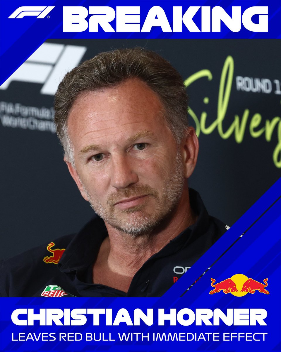 Breaking.....
    Christian Horner is to exit Red Bull Racing with immediate effect....👀👀

#F1 
#Horner