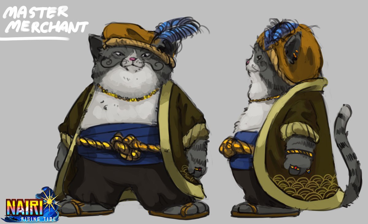 HomeBearStudio's tweet image. ネコの大商人、タミア🐱💰
#indiegame #characterdesign #インディーゲーム #キャラデザ