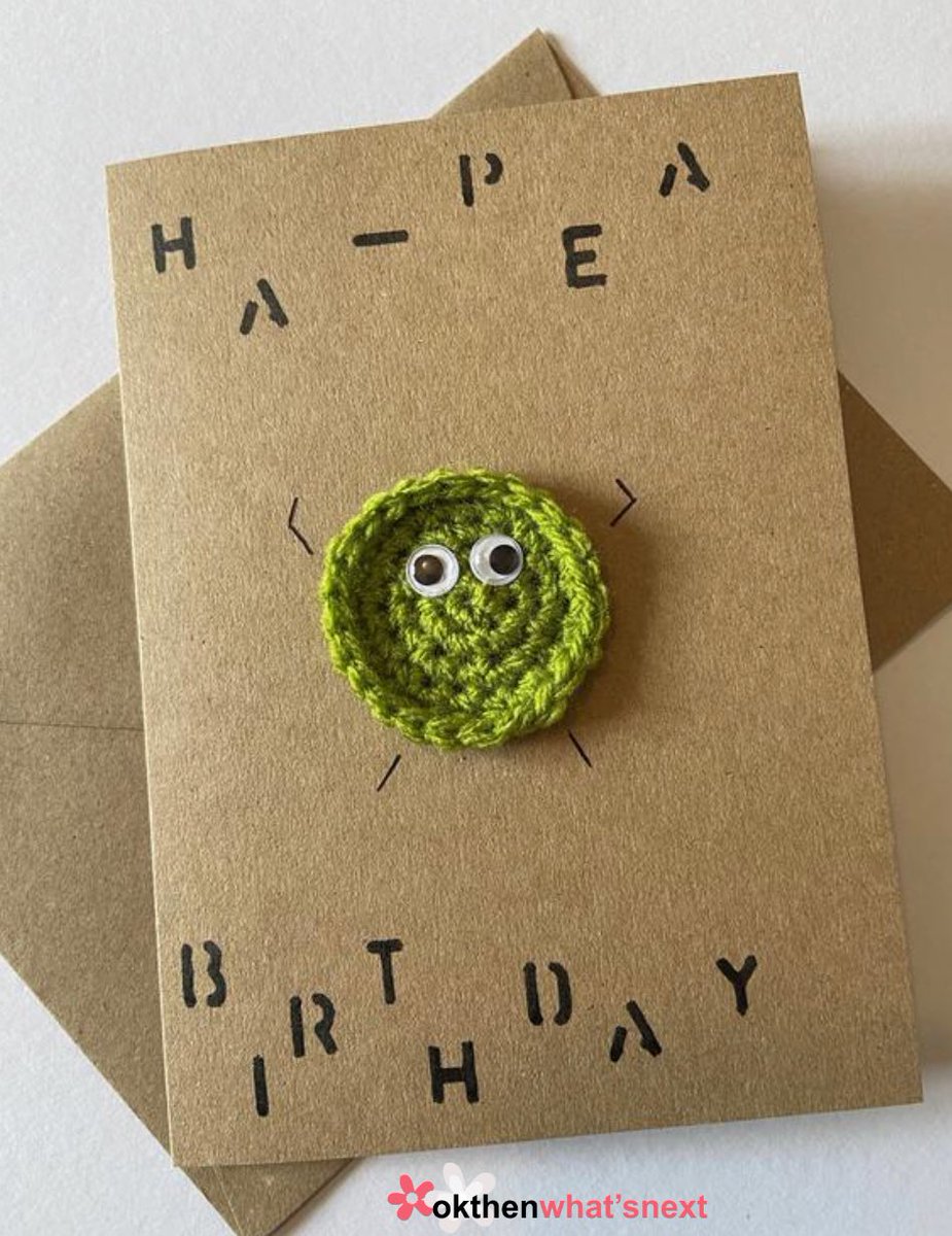 It's Great British Pea Week 🫛 What better way to celebrate than wishing someone a Ha-Pea birthday?! 

okthenwhatsnextcraft.etsy.com  

#earlybiz   #crochet #elevenseshour