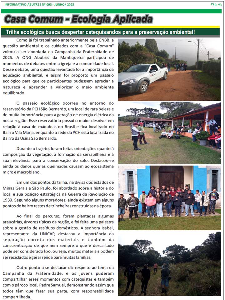 ASAAM_Abutres's tweet photo. Saudações a todos! Chegamos a nonagésima segunda edição do Informativo Abutres. Contate-nos seja nosso parceiro em defesa do meio ambiente e na divulgação de boas práticas ambientais, ajude-nos a tornar nossa cidade e nossa região em um local com + qualidade de vida.  INSPIRE-SE! https://t.co/HexcZoWDDj
