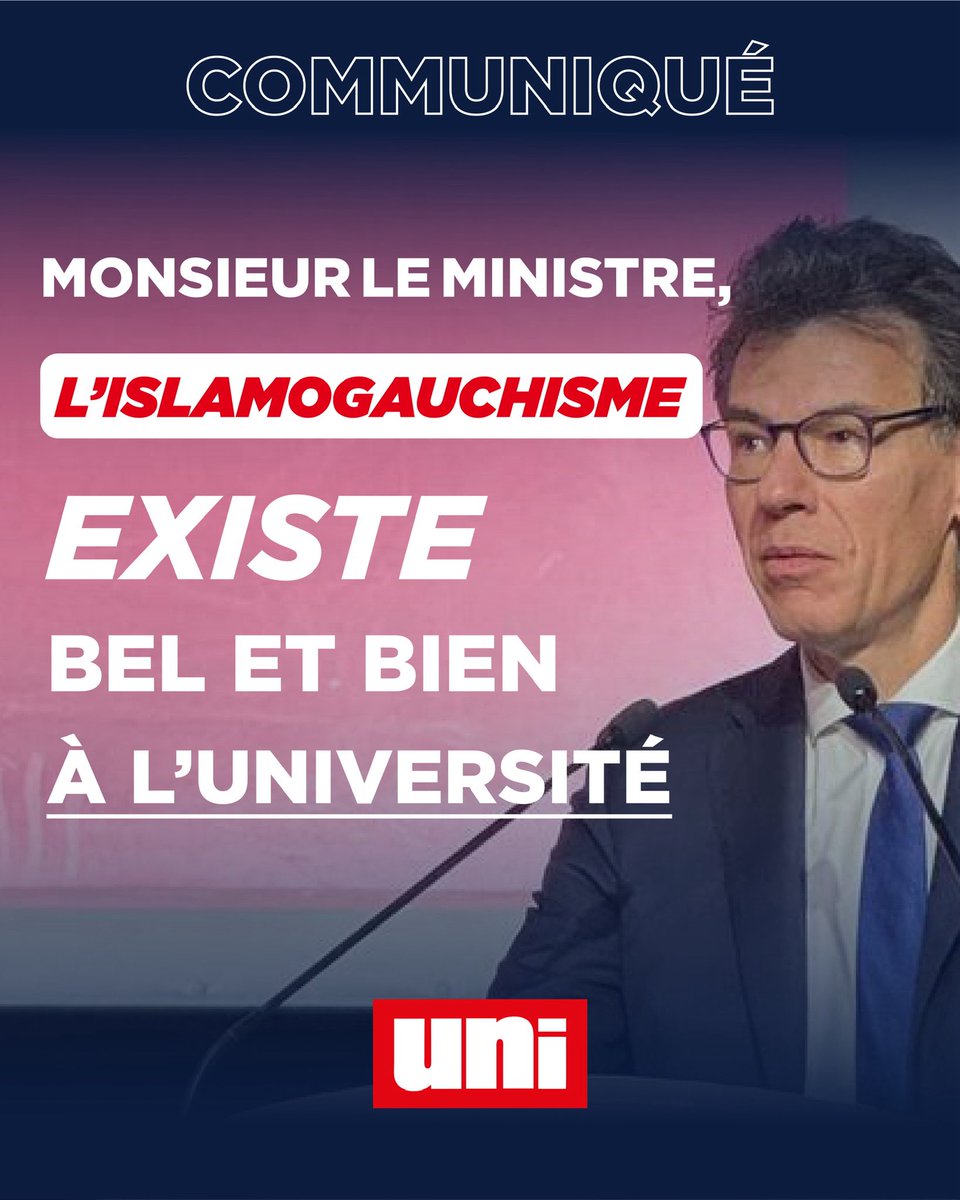 Philippe Baptiste, ministre chargé de l’Enseignement supérieur, a déclaré hier que l’islamogauchisme n’existe pas. 

Sûrement oublie-t-il le Hijab day à Sciences Po Paris, le halal à Sciences Po Grenoble, le soutien au Hamas de l’extrême-gauche dans les facs ou même les menaces