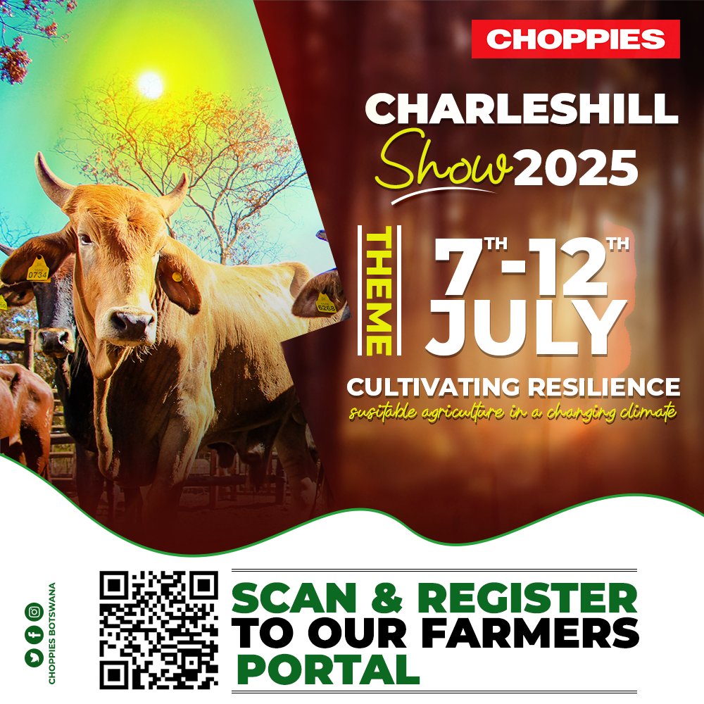 Choppies is proud to be part of the Charleshill Show 2025 from 7–12 July!
Theme: "Cultivating Resilience: Sustainable Agriculture in a Changing Climate" 
Farmers, scan and register now!
#CharleshillShow2025 #ChoppiesCares #SustainableFarming