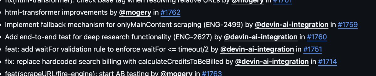 pretty cool reading <a href="/firecrawl_dev/">Firecrawl</a> release update. Devin has been cooking! Should get a raise 😂
