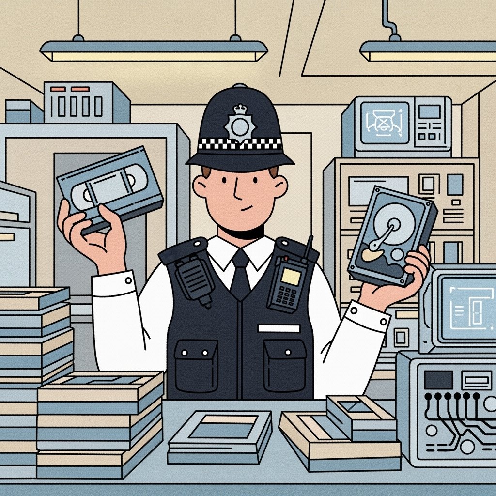 joeyjanisheck's tweet image. There once were cops with old VHS,  
Their tapes in a dusty, dank mess.  
They dropped tons of cash,  
For a digital bash,  
Now watch them convert that crap afresh!  

#VHSConversion #DigitalPolice #ArchiveUpgrade #UKCopsTech