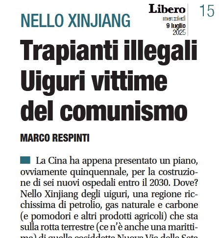 𝗠𝗮𝗿𝗰𝗼 𝗥𝗲𝘀𝗽𝗶𝗻𝘁𝗶 (@marcorespinti) on Twitter photo 6 new hospitals in #Xinjiang triple #CCP's #OrganHarvesting, <a href="/ETAC_Global/">End Transplant Abuse In China</a> says. <a href="/Libero_official/">Quotidiano Libero</a>.
<a href="/MDsAgainstFOH/">Doctors Against Forced Organ Harvesting DAFOH</a> <a href="/RushanAbbas/">Rushan Abbas</a> <a href="/UyghurProject/">Uyghur Human Rights Project</a> <a href="/UyghurCongress/">World Uyghur Congress</a> <a href="/RFA_UyghurNews/">RFAUyghur</a> <a href="/JanJekielek/">Jan Jekielek</a> <a href="/vaticannews_it/">Vatican News</a> <a href="/AsiaNewsIT/">AsiaNews</a> <a href="/Pontifex_it/">Papa Leone XIV</a> <a href="/GiorgiaMeloni/">Giorgia Meloni</a> <a href="/G_Valditara/">Giuseppe Valditara</a> <a href="/GiulioTerzi/">Giulio Terzi</a> 6 new hospitals in #Xinjiang triple #CCP's #OrganHarvesting, <a href="/ETAC_Global/">End Transplant Abuse In China</a> says. <a href="/Libero_official/">Quotidiano Libero</a>.
<a href="/MDsAgainstFOH/">Doctors Against Forced Organ Harvesting DAFOH</a> <a href="/RushanAbbas/">Rushan Abbas</a> <a href="/UyghurProject/">Uyghur Human Rights Project</a> <a href="/UyghurCongress/">World Uyghur Congress</a> <a href="/RFA_UyghurNews/">RFAUyghur</a> <a href="/JanJekielek/">Jan Jekielek</a> <a href="/vaticannews_it/">Vatican News</a> <a href="/AsiaNewsIT/">AsiaNews</a> <a href="/Pontifex_it/">Papa Leone XIV</a> <a href="/GiorgiaMeloni/">Giorgia Meloni</a> <a href="/G_Valditara/">Giuseppe Valditara</a> <a href="/GiulioTerzi/">Giulio Terzi</a>