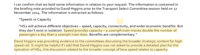 <a href="/HS2DeadDuck/">peter jones</a> Unbelievably Lord Hendy repeats the lie to <a href="/TransportCttee/">Transport Committee</a> that higher speeds means higher capacity. For one train its true, but false when trains follow each other much further apart for safety. Maximum capacity reduces above 100mph. Higgins lied to TC &amp; <a href="/CommonsPAC/">Public Accounts Committee</a> in 2014/5.