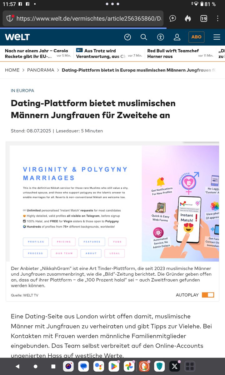 Politischer Islam in Europa bietet zweitfrauen an!

Eine Dating-Seite aus London wirbt offen damit, muslimische Männer mit Jungfrauen zu verheiraten und gibt Tipps zur Vielehe. Bei Kontakten mit Frauen werden männliche Familienmitglieder eingebunden. Das Team selbst verbreitet