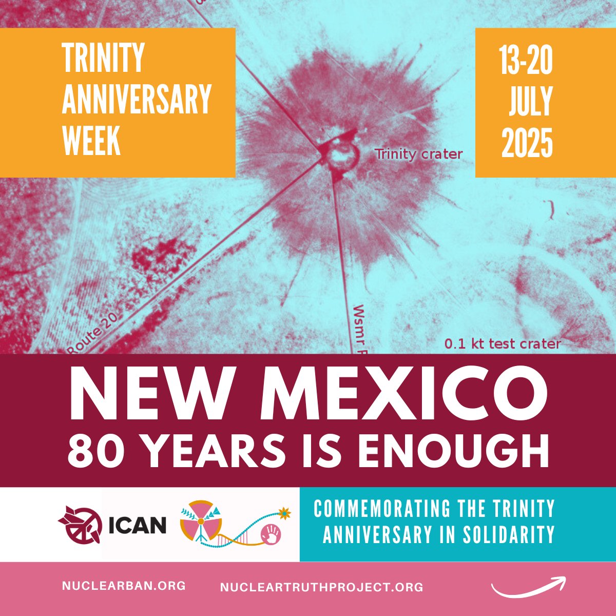 nuclearban's tweet photo. 🧵This year marks 80 years since the Trinity Test, the first nuclear detonation that marked the beginning of the nuclear age, an age that has only brought lasting harm to people and the planet.
#NuclearBan #TrinityTest80 #NuclearTruth https://t.co/Dsb8PyMxYe
