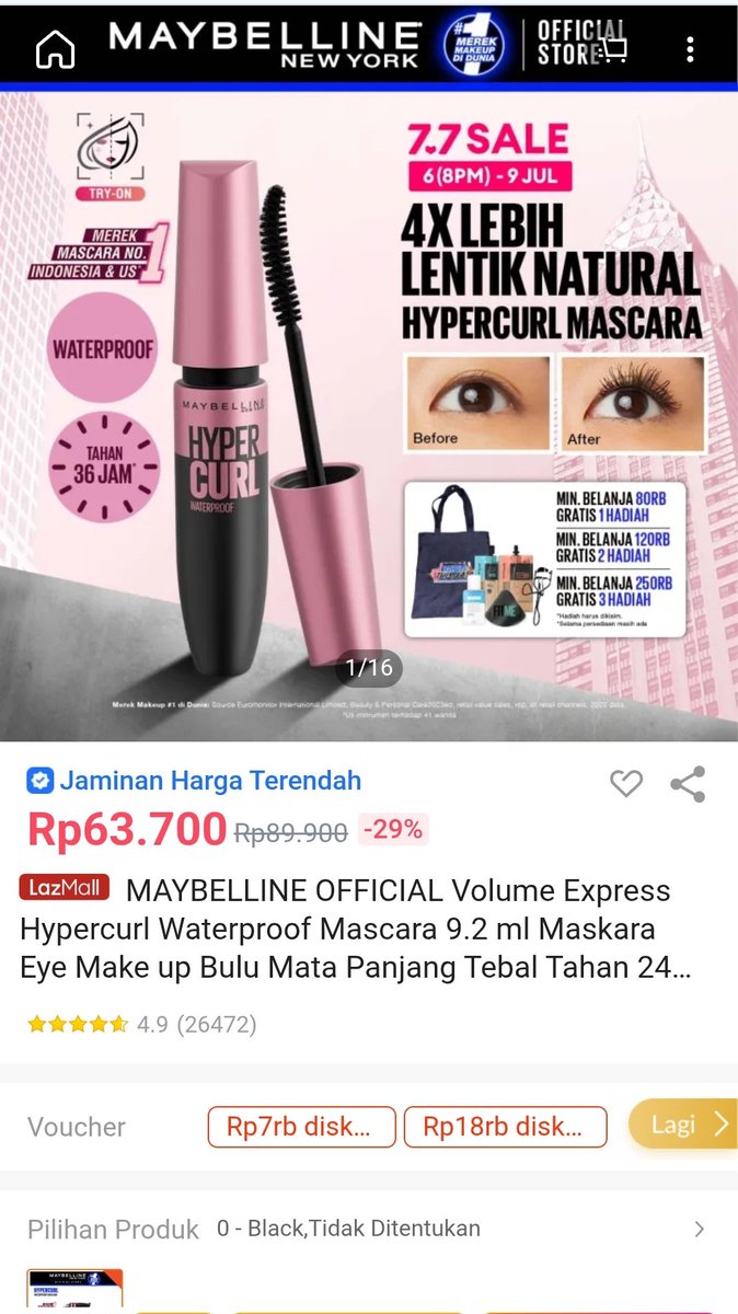 Hari Terakhir Lazada77 Sale mending langsung checkout yuk sebelum semuanya kembali ke harga normal. diskon brand sampe 85%, extra brand voucher 10%, dan voucher bonus hingga 500 tibu. belanjaan makin banyak, dompet tetap aman deh

lazada.co.id/products/-i709…