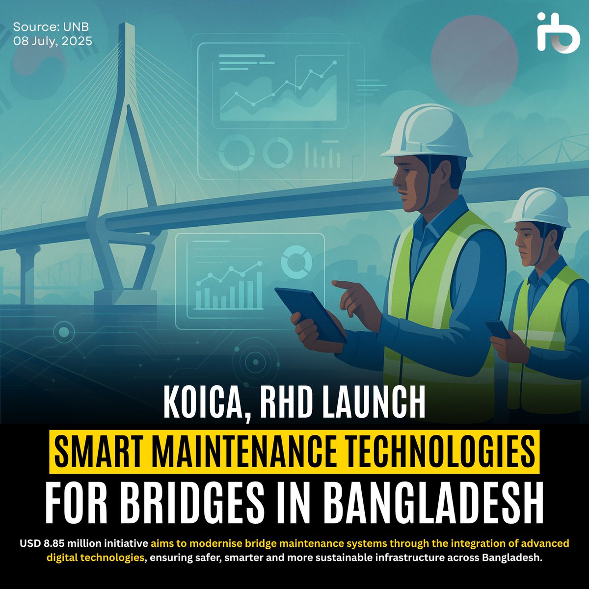 KOICA &amp; RHD launch a $8.85M project to modernize bridge maintenance in Bangladesh using real-time monitoring, AI tools &amp; Korean expertise. It’s a bold step toward Smart Bangladesh, safer roads &amp; stronger Korea-Bangladesh ties. 🇧🇩🤝🇰🇷 #SmartInfrastructure #KOICA #RHD