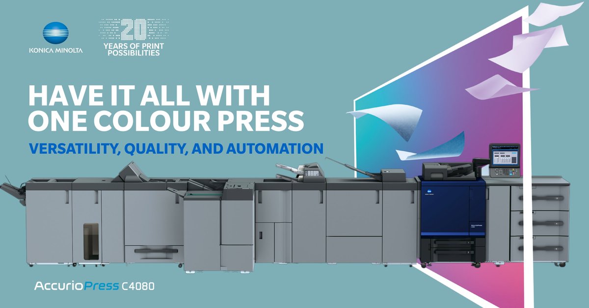 AccurioPress C4080 is a powerful all-in-one digital press designed for maximum versatility and performance.

It handles everything from long banners and textured materials to complex finishing workflows. 

Have it all — without compromise. 

Learn More: hubs.li/Q03wp_y00