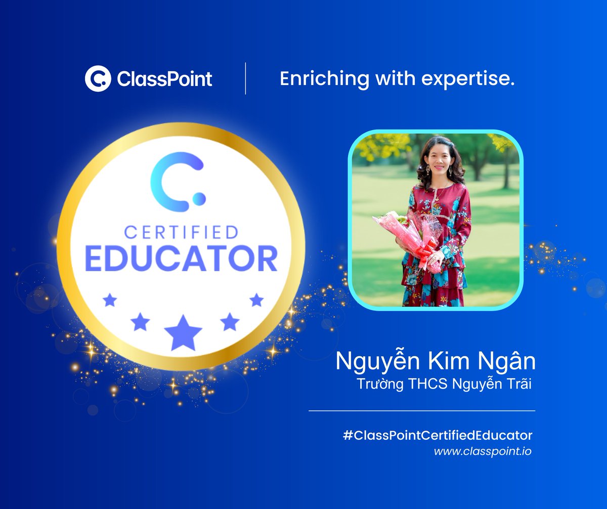 iamnkimngan3883's tweet photo. 🥳🎉 I've successfully renewed my #ClassPointCertifiedEducator certification! It's a testament to my continuous dedication to enhancing the teaching and learning experience. Excited to keep delivering engaging and impactful lessons with @ClassPointIo #Renewed #EdTech https://t.co/FIH7Q5ZeDL