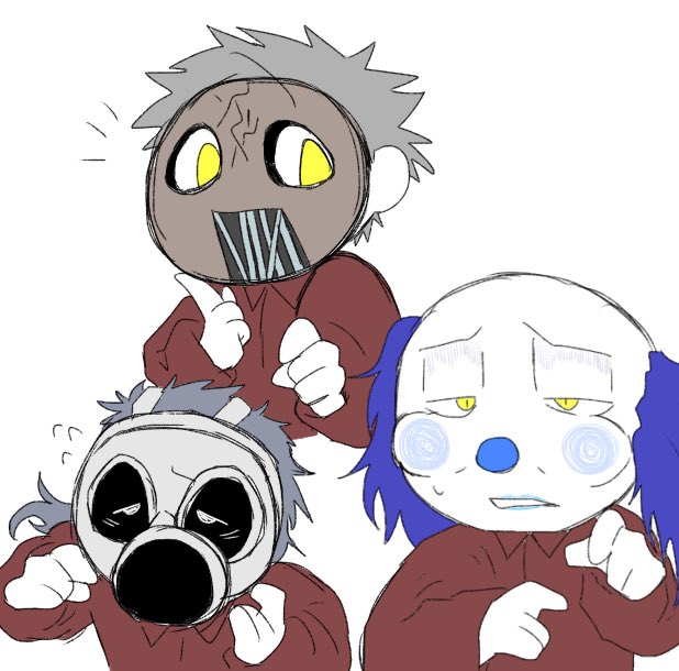 miroro11224's tweet image. I drew everyone!!! Their personalities have been swapped and the colors have been inverted. I haven't decided on a name for the AU yet🤔
#slipknot