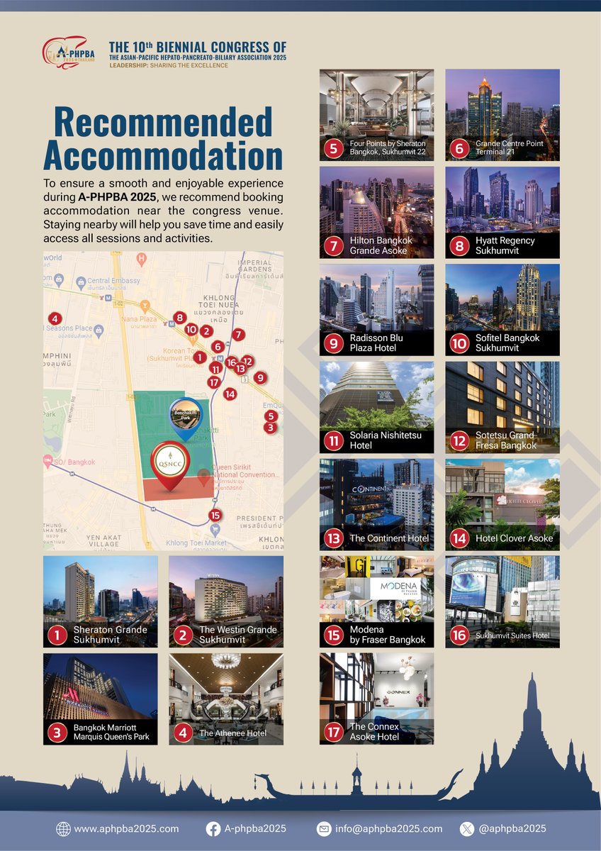 aphpba2025's tweet photo. Recommended Accommodation

For your convenience, we have selected a range of recommended hotels that are located in close proximity to the congress venue.

You can find more information here: https://t.co/fpGR6e25ro

#aphpba2025 https://t.co/1I3LtY20QL