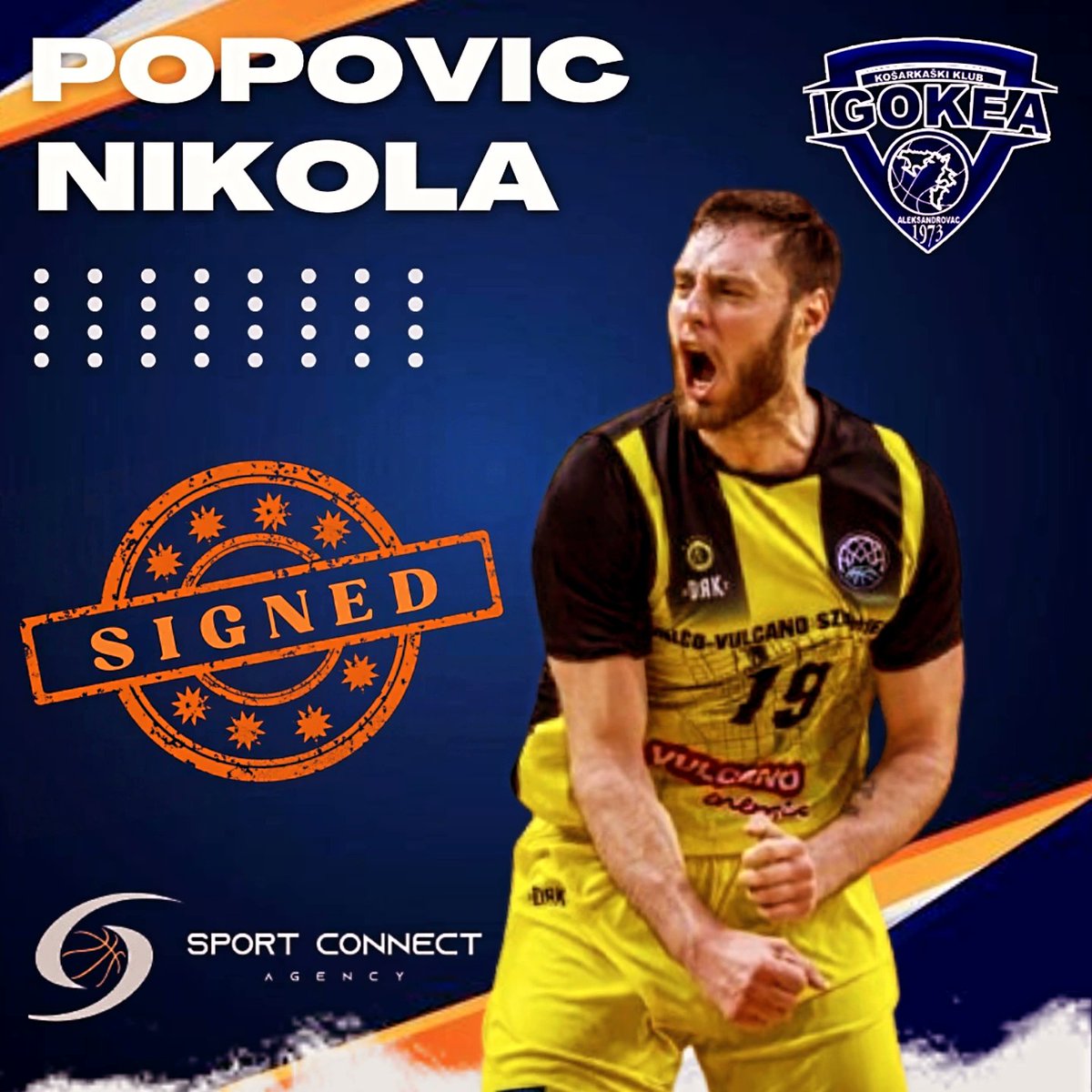 Done deal: Nikola Popovic (211-C/PF-97) pens a one year deal with <a href="/ABA_League/">AdmiralBet ABA League</a> side BC Igokea to continue his journey in <a href="/BasketballCL/">Basketball Champions League</a>
#SportConnect #agency