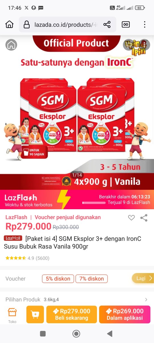eh ini seriusan Hari Terakhir Lazada77 Sale ?!  oke fine, gue langsung cuss checkout keranjang, soalnya ada diskon gede-gedean + ekstra brand voucher 10% + bonus voucher sampe 500ribu 🔥
buruannnnnnn gasss ambill... 
lazada.co.id/products/-i605…
