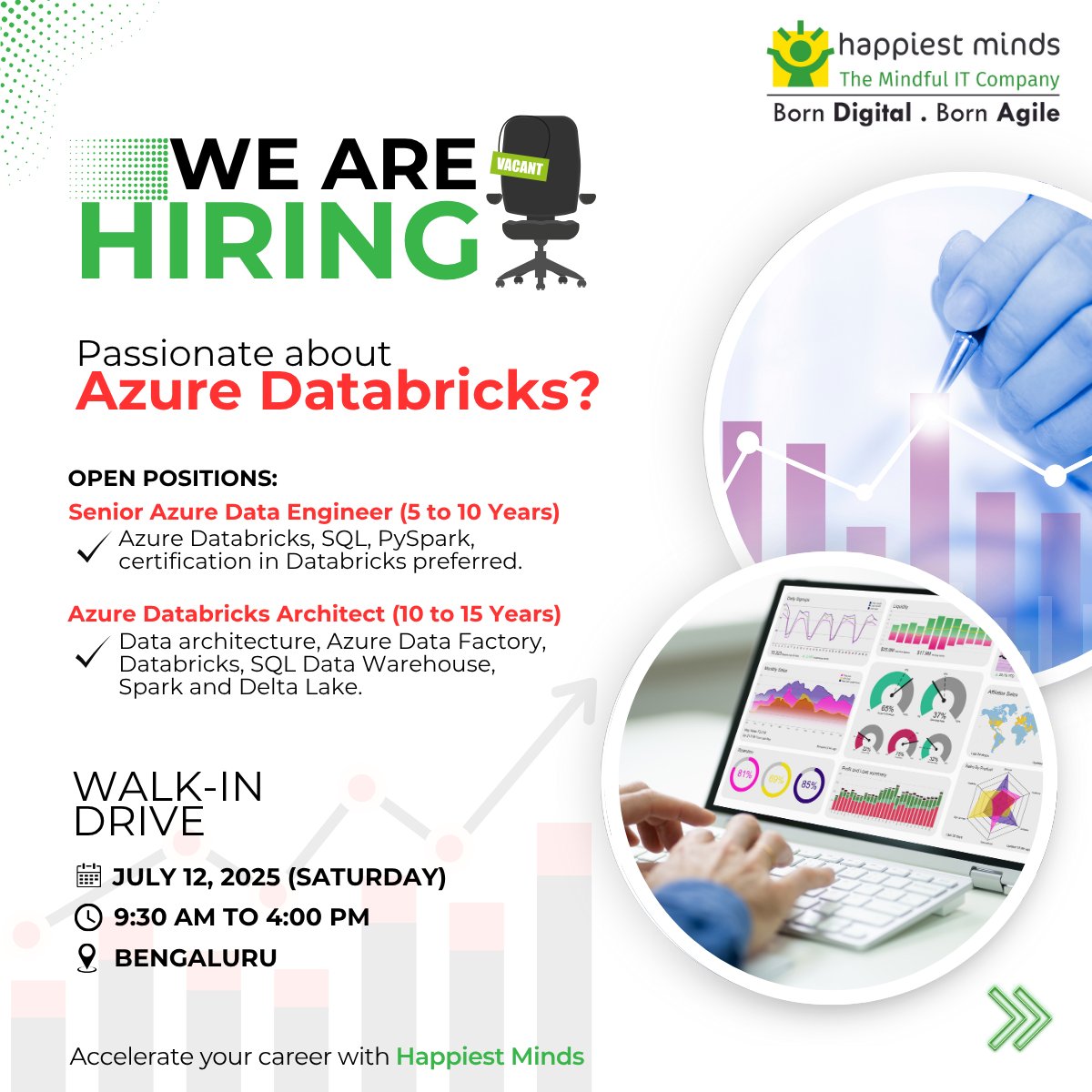 HappiestMinds's tweet image. We’re seeking seasoned #AzureDatabricks professionals to design, build, and optimize cutting-edge data solutions. Join us to create impact and redefine data innovation!

Drop your resumes: career.azure@happiestminds.com (please mention the role you are applying for)

#Hiring