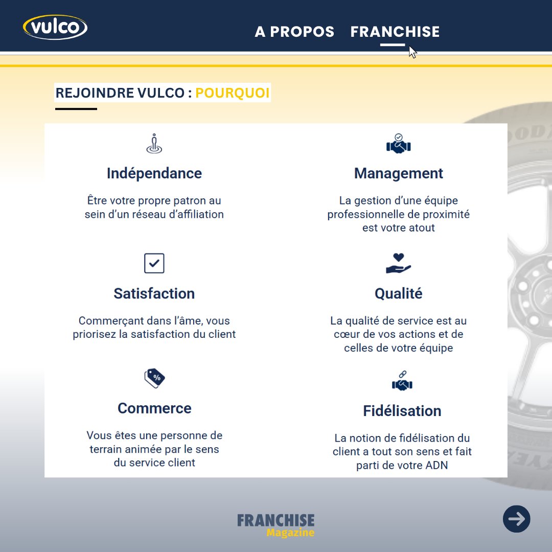 🔩@Vulco ?
➡️Toutes les infos ici : franchise-magazine.com/franchise/fran…
☝️Alors ? Lancez vous en rejoignant le réseau !
#franchise #franchisemagazine #vulco