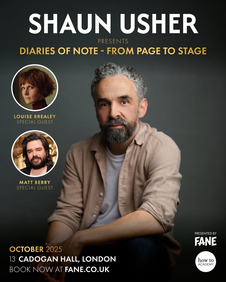 FaneProductions's tweet image. 📓 NEW | What is more personal, more intimate, than a diary?
Following the success of Letters of Note & Speeches of Note, join @ShaunUsher as he brings #DiariesOfNote to the stage with a moving, funny & illuminating live experience.
🎟️ fane.co.uk/shaun-usher