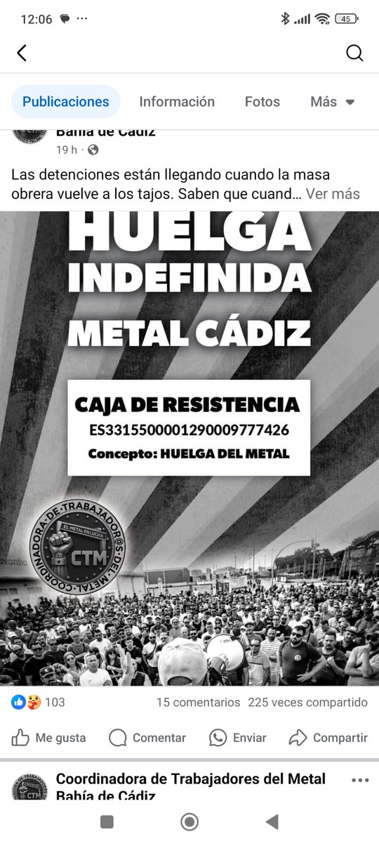 Buenos días compañeros/as, desde el METAL DE CADIZ,  necesitan nuestra colaboración URGENTE, necesitamos extender este cartel por las redes de COESPE, y por todas nuestras redes sociales, en el día de ayer los compis de CTM tuvieron que pagar 40.000€ Son 23 compañeros detenidos