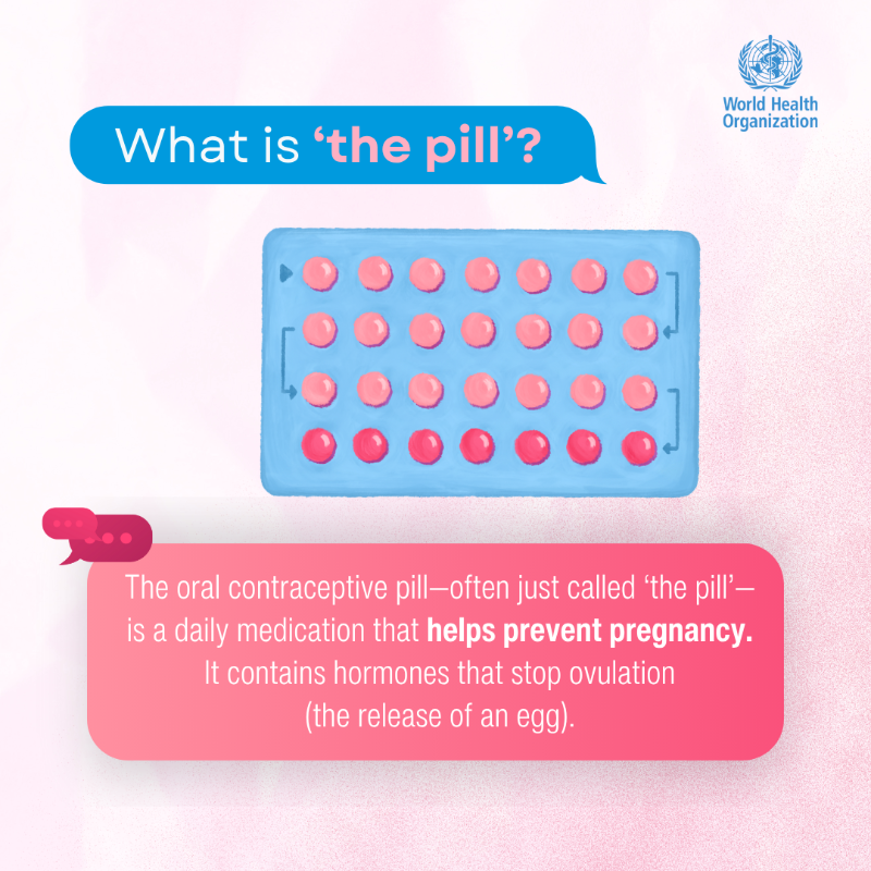 WHO's tweet photo. Get the facts straight about the oral contraceptive pill!

Here’s what you need to know about “the pill”:

🔸 How it works
🔸 How effective it is
🔸 Side effects…and more.

Swipe to learn more 👉https://t.co/WnnEa4vngj