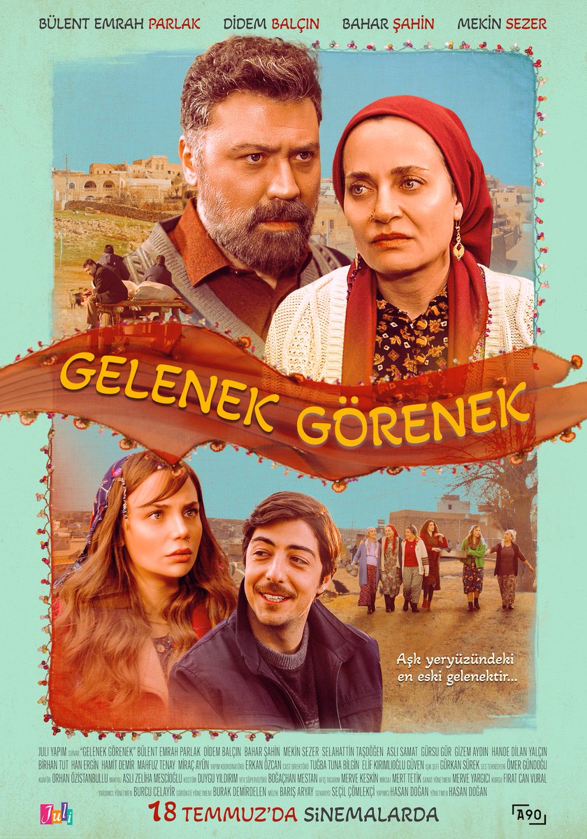 Başrollerinde Bülent Emrah Parlak, Didem Balçın, Bahar Şahin ve Mekin Sezer’in yer aldığı komedi türündeki “Gelenek Görenek” filminin vizyon tarihi belli oldu. Başlık parası yüzünden evlenemeyen bir çiftin kavuşma hikayesini eğlenceli bir dille anlatan film, 18 Temmuz’da vizyonda
