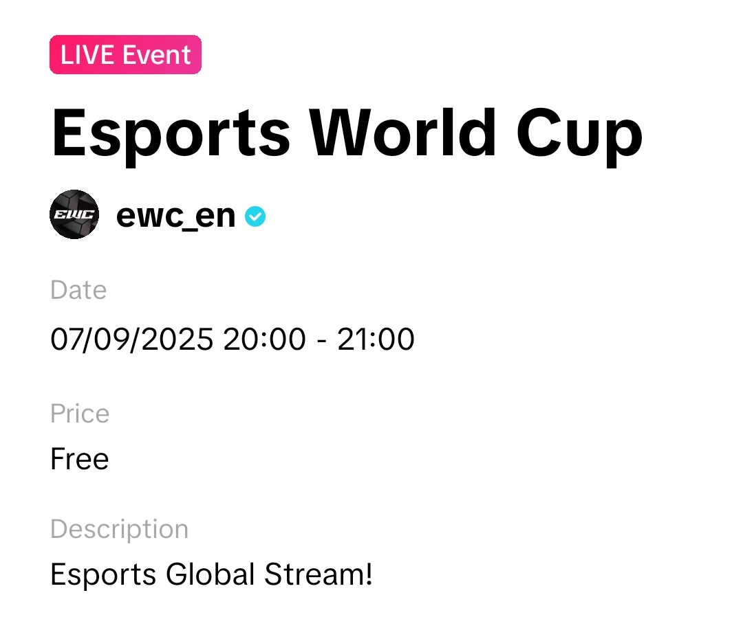 1 HOUR BEFORE THE EWC OPENING CEREMONY PRE-SHOW LIVE ON TIKTOK!

LET'S GO DINO!!! 

🔗 tiktok.com/@ewc_en?_t=ZS-…

DINO X EWC TIL MY FINGERS BLEED
#디노와_함께하는_2025EWC주제곡
#DINO_TilMyFingersBleed
#EWC2025 <a href="/pledis_17/">세븐틴(SEVENTEEN)</a>