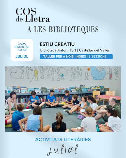 Estiu creatiu a la Biblioteca Antoni Tort de Castellar del Vallès.
Taller per a nois i noies cada dimarts i dijous de juliol.
Escriptura, lectura expressiva, joc teatral, xerrades filosòfiques, recomanacions de llibres...

cosdelletra.blogspot.com/2019/07/taller…

#biblioteques #cultura #educació