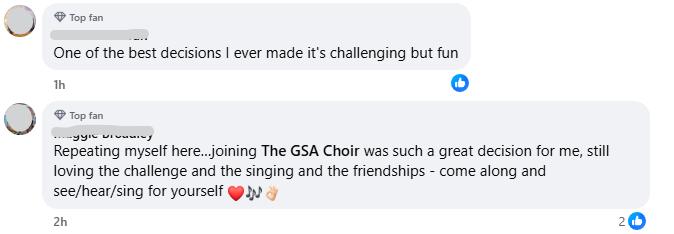 GSAChoir's tweet image. Still in doubt about attending our open rehearsal on 2/9? Just look at what 2 of our lovely members have said in response to our post yesterday... 📷
More here: bit.ly/GSACopenrehear…