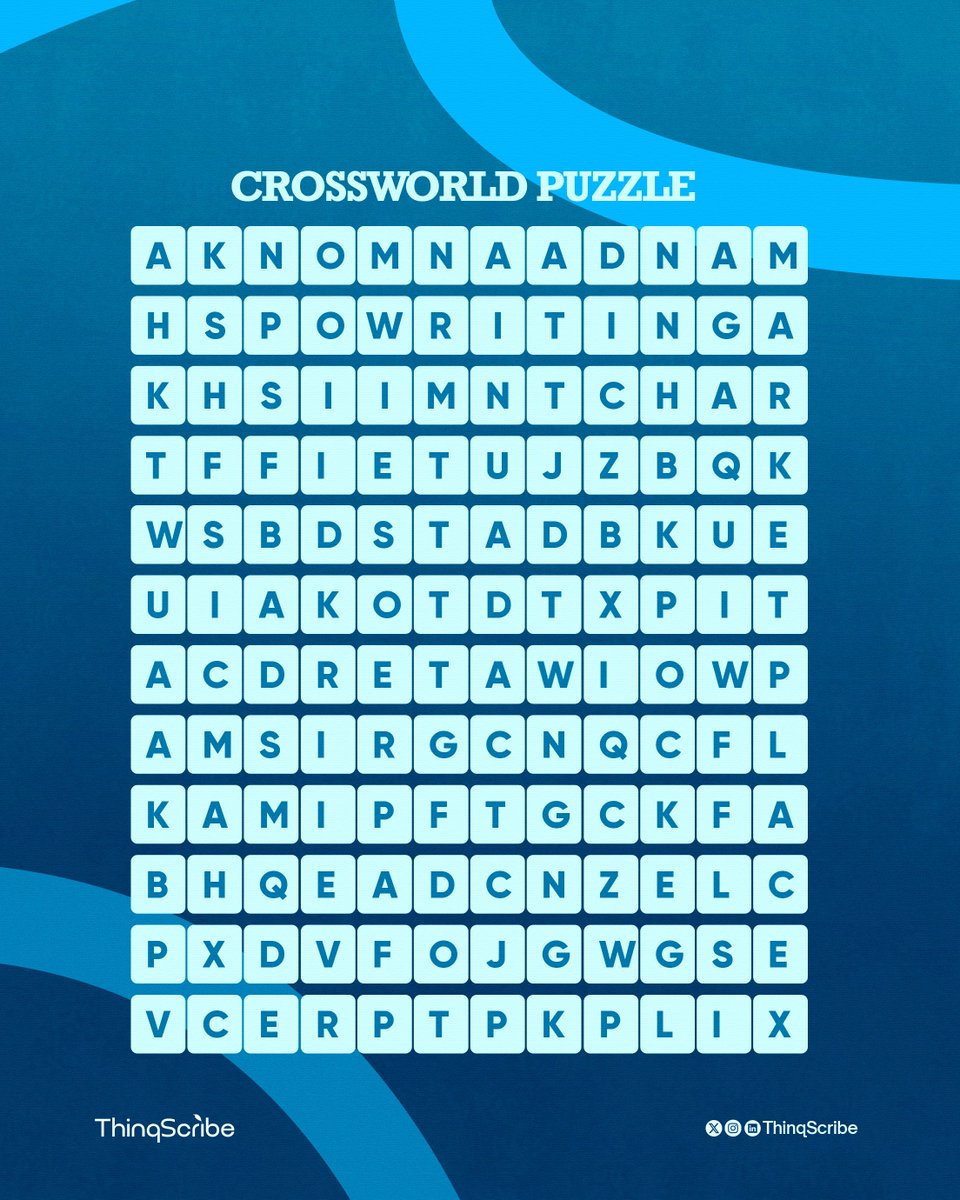 usethinqscribe's tweet photo. Trivia timeeeeeee! 🥳

How many words did you find? Let us know in the comments section. 

#ThinqScribe #StudentTools #AcademicWriting #EssayHelp #StudySmarter #WritingAssistant #AppLaunch https://t.co/x9BKVlSOUN