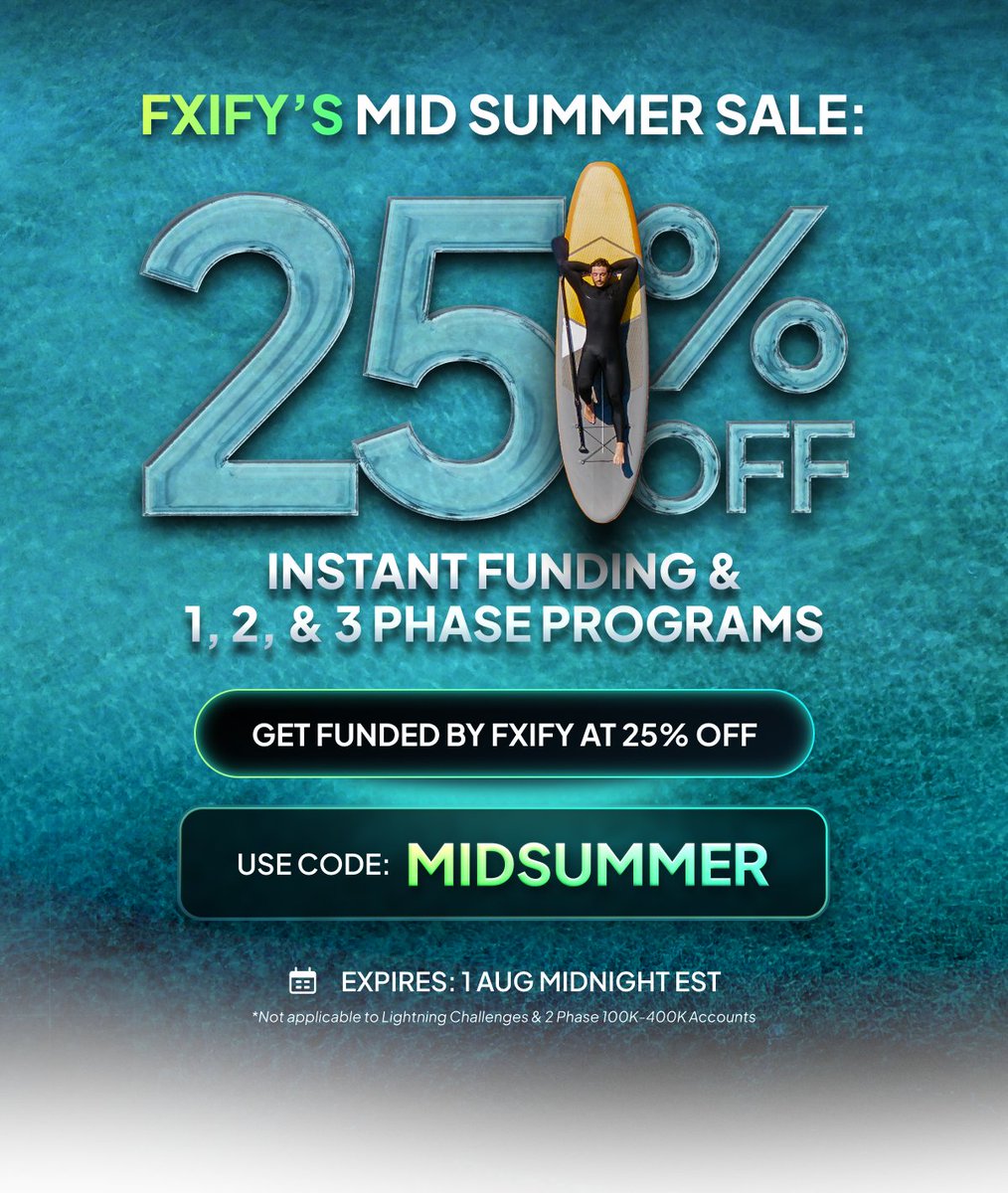 PropfirmDealsHQ's tweet photo. ⚡ Got edge? FXIFY will FUND it.

🔥 Up to $400K funding
💸 Weekly payouts
📈 90% profit share
📉 Optional static drawdown
🎮 One-phase options

Apply here:
👉 https://t.co/liCBCFXRTF

#FXIFY #FundedFast #ForexFam https://t.co/WMHpGNvorY