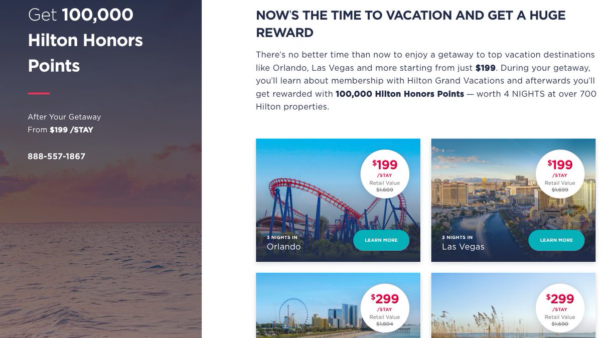 USCCStrategy's tweet image. #Hilton #Timeshare Offer – Get 3 Nights + 100k Points For $199 
hiltongrandvacations.com/en/offers/A63B…